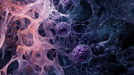 Wall Mural - microscopic view of a cell network - scientific illustration