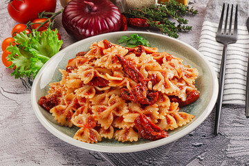 Italian pasta with dry tomato