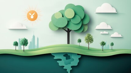 Canvas Print - An infographic illustrating the concept of climate change, showing the impact of human activities on the environment.