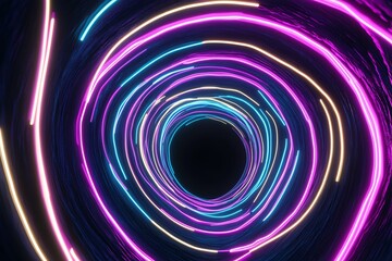 Wall Mural - Abstract Neon Light Tunnel