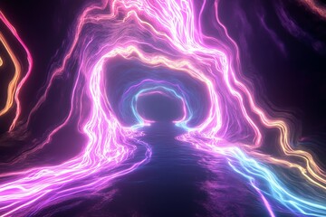 Wall Mural - Abstract Neon Light Tunnel