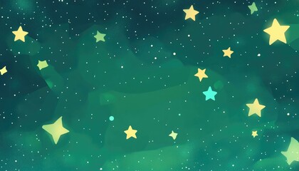 Wall Mural - light green 2d cartoon layout featuring cosmic stars softly blurred decorative design in a simple st