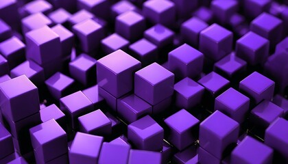 Wall Mural - 4K HD Cubes in Violet and Black with Copy Space