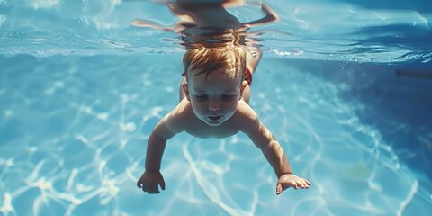 baby underwater swimming