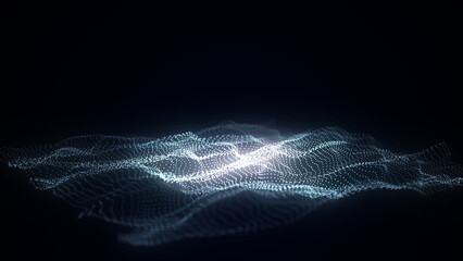 Wall Mural - abstract technology wave of particles and lines. big data visualization. background with motion dots