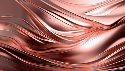 Rose gold metal surface and reflection on an aluminum texture background; horizontal