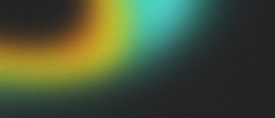 yellow cyan illuminated spots on black, grainy color gradient background, noise texture effect
