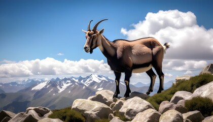 Poster - Mountain goat at the summit