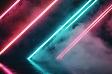 Wall Mural - neon light background with colorful fog and contrast