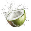 © kiimoshi - Fresh green coconut bursting with water, showcasing tropical vitality and natural refreshment in a dynamic splash.