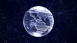 © Flow 37 - Virtual planet Earth with particles and lines. Network connection big data. Abstract technology background. 3D rendering.