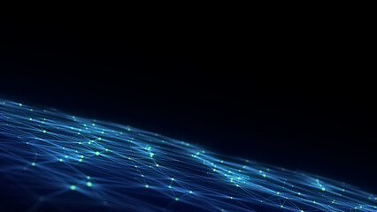 Wall Mural - abstract technology wave of particles. big data visualization. background with motion dots. artifici