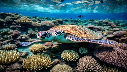 Wall Mural - Stingray gliding gracefully through the crystal-clear waters of Mooreas enchanting lagoon