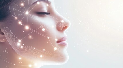 Poster - Abstract design featuring lines and dots that symbolize skincare procedures, suitable for beauty and wellness themes. Generative AI