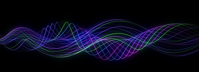 Wall Mural - flow of particles. big data visualization. digital technology wave. futuristic cyberspace. abstract 