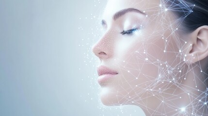 Poster - An abstract background showcasing lines and dots resembling diagrams used in skincare procedures for enhancing beauty. Generative AI