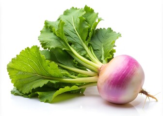 turnip with leaves isolated on white