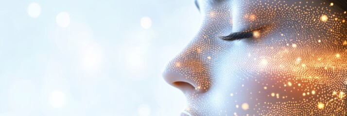 Poster - Abstract visual representation of skincare procedures featuring lines and dots against a soothing background. Generative AI