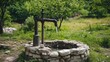 © Sampao - A rustic well with a hand pump tap in a picturesque countryside, emphasizing traditional water sourcing.