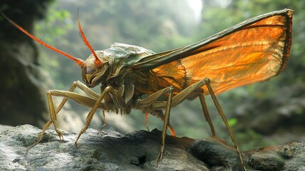 Poster - Fantastic Insect with Wings: A Close-Up Look at a Surreal Creature