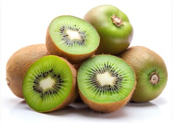 Delicious ripe kiwi fruits, isolated on white background