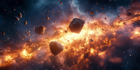 Wall Mural - meteorite explosion in space