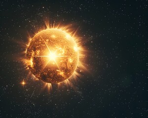 Wall Mural - brilliant sun shining as beacon of hope in cosmic void