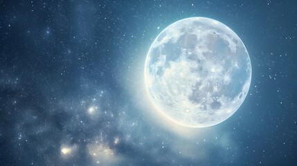 Wall Mural - Glowing Lunar Pearl Against Starry Cosmic Backdrop