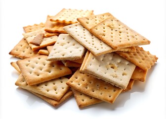 Crushed dry crackers, isolated on white background