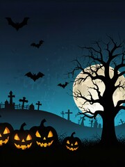 Wall Mural - halloween background with pumpkin