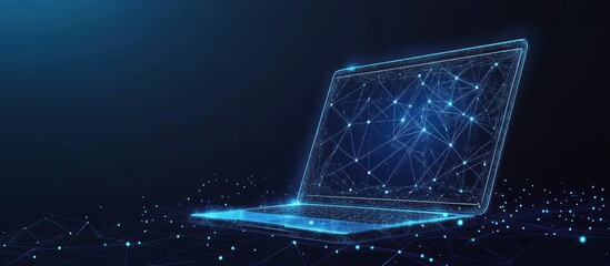 Wall Mural - laptop in a network of connections