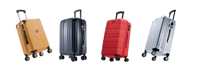 collection of travel bags isolated on transparent background