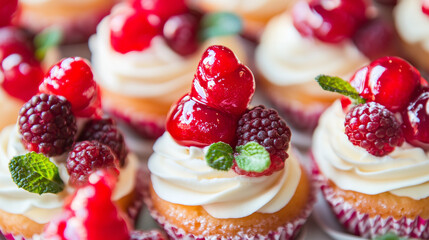 Sticker - cupcakes with cream and strawberries