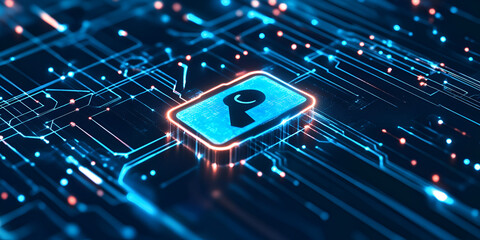 Cyber Security Concept with Digital Lock