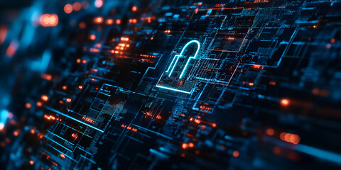 Cyber Security Concept with Digital Lock