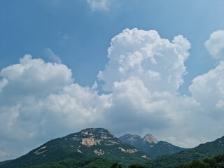 Canvas Print - This is Bukhansan Mountain in Seoul, South Korea.