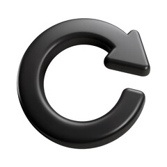 3d black arrow refresh icon, transparent background