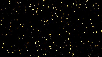 Wall Mural - abstract loop animation flickering glow gold bokeh bubble particles flying on black background for s