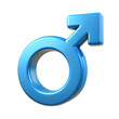 © Zhaidar - 3D Male gender blue icon isolated on transparent background. man, 3d rendering