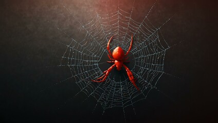 Wall Mural - Red spider web illustration