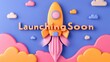 © Jullia - Colorful Rocketship Launch on Cloudy Background for Upcoming Product Release or Business Venture Concept