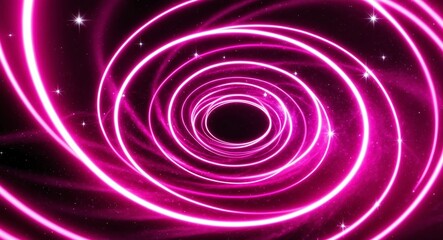 Wall Mural - Dynamic vortex of bright pink lights swirling with shimmering stars for a cosmic effect