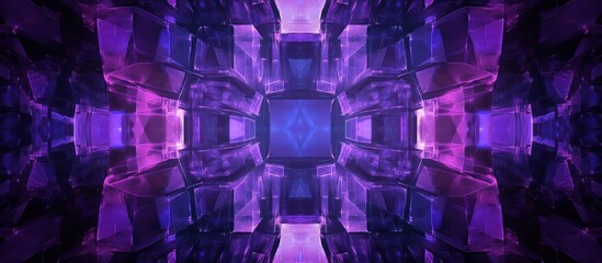 Wall Mural - Abstract Geometric Pattern with Glowing Purple and Blue Light