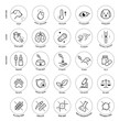 © realstockvector - Dogs kennel cough icons set for pets health products, diseases. The outline icons are well scalable and editable. Contrasting elements are good for different backgrounds. EPS10.
