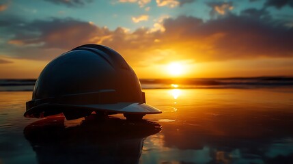 Wall Mural - Hard Hat Sunset on the Beach