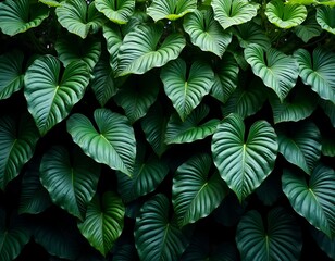 Abundance of green tropical leaves seamless pattern background, plant and trees concept