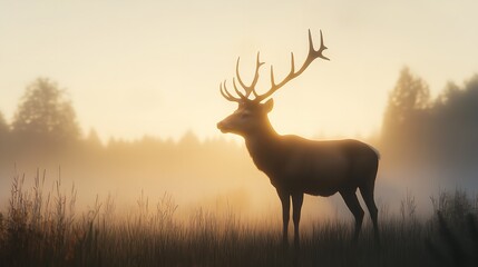 deer nature wildlife animal walking proud out of the mist