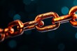 © NEW - A close-up view of a sturdy metal chain link with a shimmering background, symbolizing strength and connection.