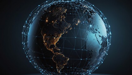 Globe in center of network information connection