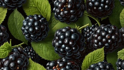 Vector illustration of fresh blackberries and leaves.